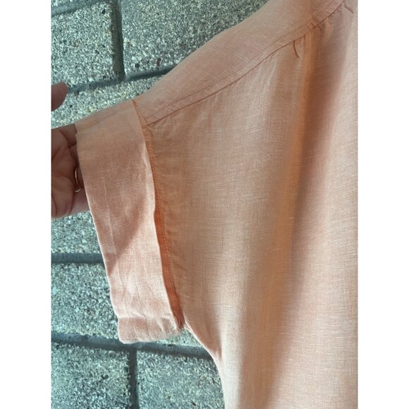 Peach Button-Up Linen Blouse By J. Crew Made in India - Picture 3 of 14